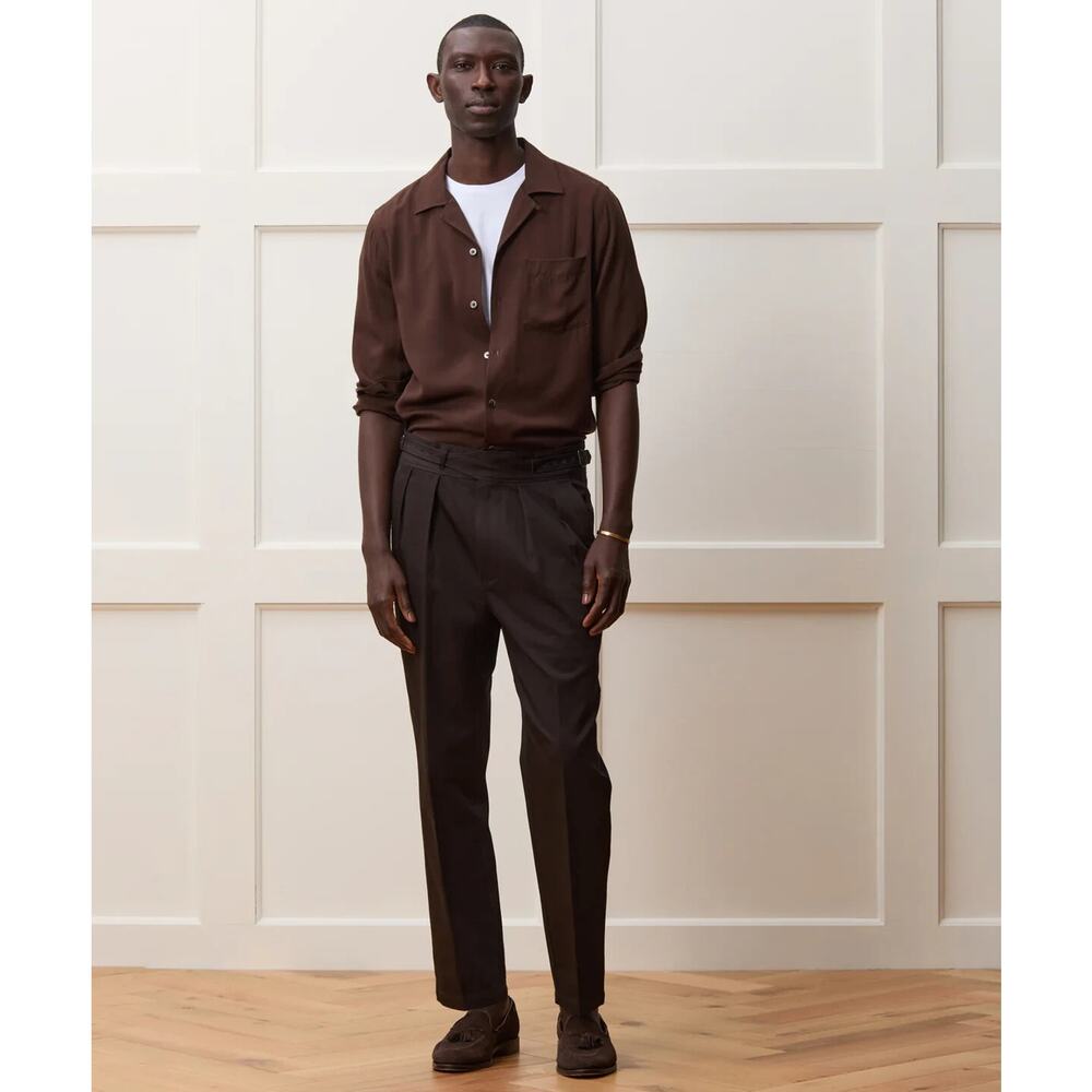 NWT $178 Todd Snyder New York Slim Fit Rayon Hollywood Shirt Size L -Coffee Bean - Picture 4 of 16